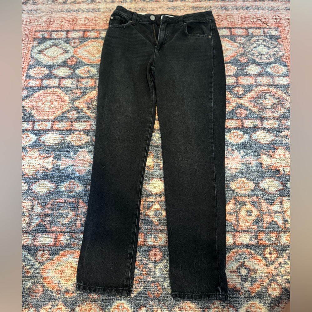 garage black washed mom jeans, size 3/26